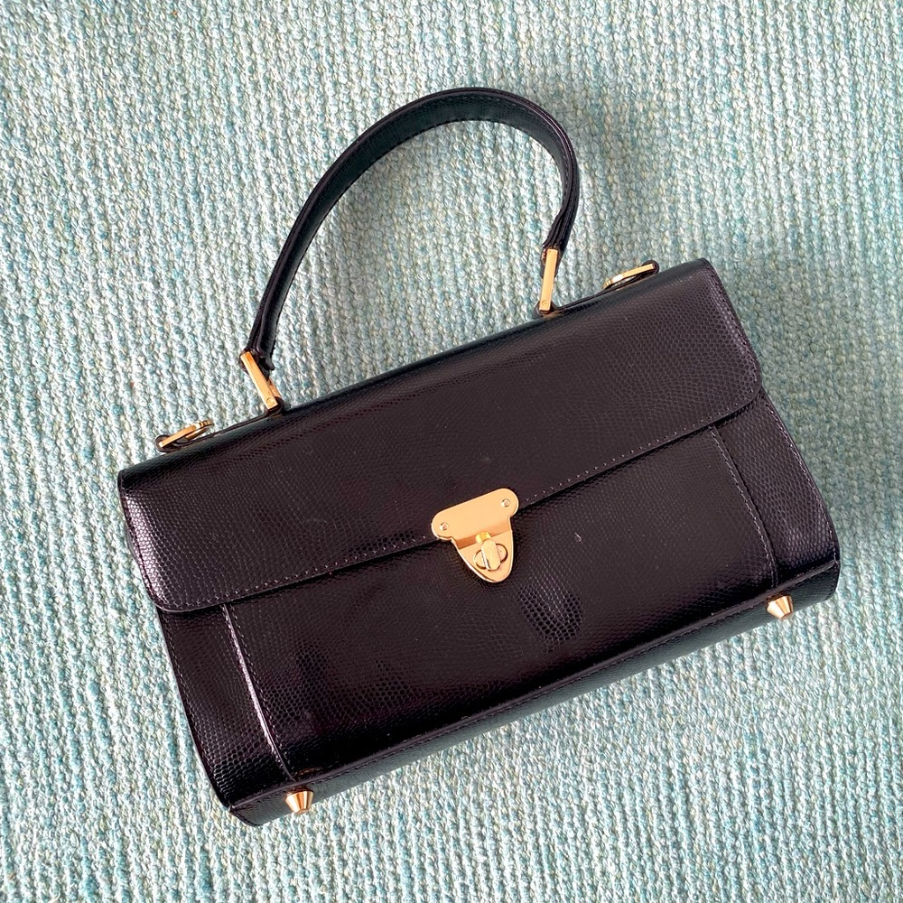 Vintage black leather crossbody bag